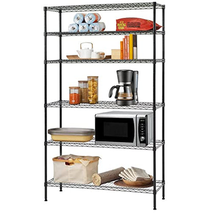 6 Tier Wire Shelf (Black / 42"D x 16"W x 72"H)