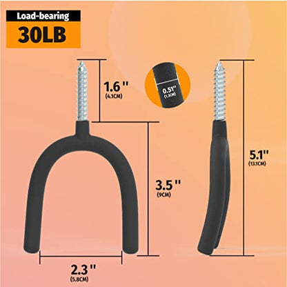 6 Pack Screw in U Hooks Garage Storage Organizers (HD U Hook 6PC)