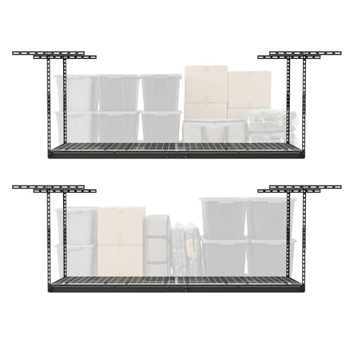MonsterRax 2 Pack 3x8 Overhead Garage Storage Rack (Hammertone / 12"-21" (2 Pack))