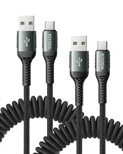 USB to USB C Cable [2Pack 3FT] Coiled USB C Cable Fast Charging 60W (3FT - 2Pack / USB A to USB C / Black)