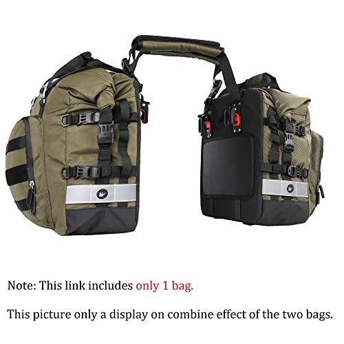 Motorcycle Saddlebag Waterproof Motor Luggage Pack Quick Release Motorbike Side Bag 20L Fits Most Adventure and Sports Bike Motorcycle Racks (Green 20L / Green 20L)