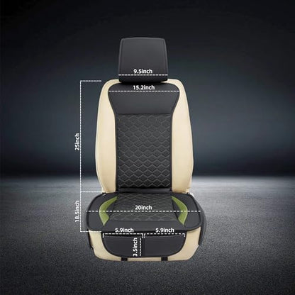 Leather Car Seat Covers Front 2PC Black Green Waterproof (Black/Green)