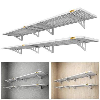 4 Pack 1.64x4ft Adjustable Garage Wall Shelving 1120lbs Load Capacity Heavy Duty Wall Mounted Storage Shelf Metal Floating Shelves for Garage (4pack-1.64x4ft / White)