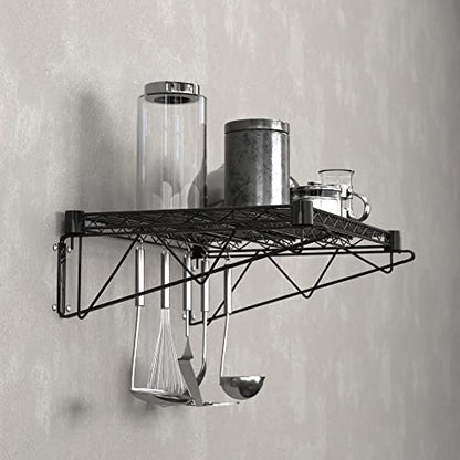 18" x 24" Black Epoxy Wire Wall Mount Shelf (Black / 18" x 24")