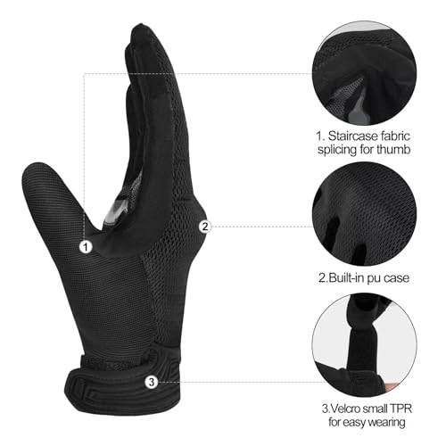 Breathable Mesh Motorcycle Gloves for Men (Black / Large (Palm Circumference: 8.46-9.06 inches))