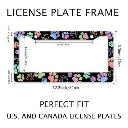 Dog Paw Car License Plate Frames Colorful Pet Paw License Plate Holder (Dog paw Prints)