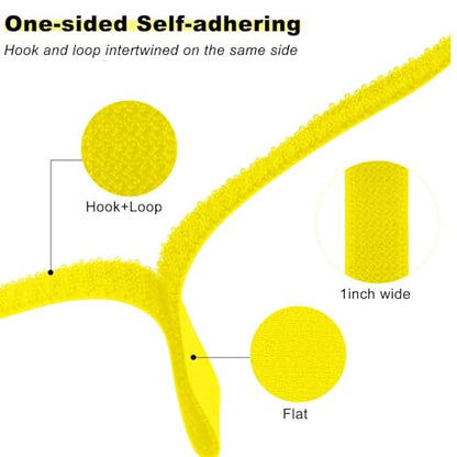 1"x16ft Hook and Loop Straps with 25 Metal Buckles (1in x 16ft Yellow)