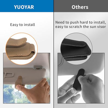 2 Packs Magnetic Sunglass Holder for Car Visor (Beige / 2pcs)