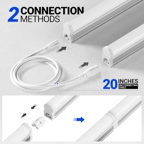 6 Pack LED T5 Single Fixture (4000k Cool White / 4 Feet-6 Power Cords)