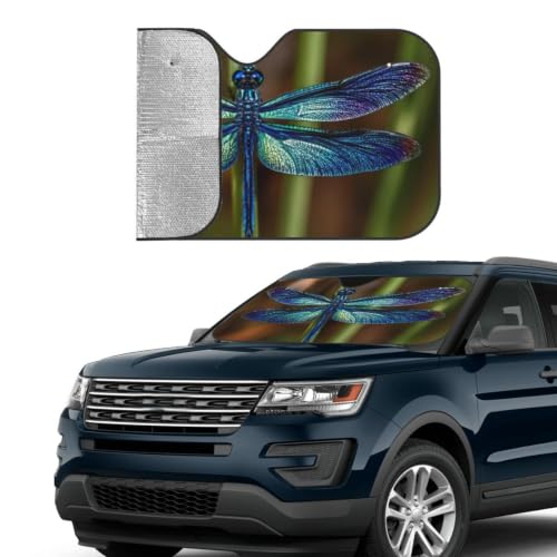 Dragonfly Car Windshield Sunshade Front Window Sun Visor Protector Foldable Shield Cover for Truck SUV (Black1 / Small)