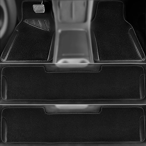Waterproof Universal Faux Leather 3Row Car Floor Mats (Black and Black)