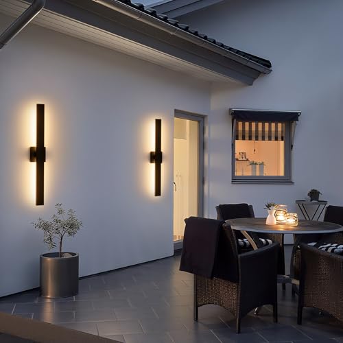 2 Packs Modern Outdoor Wall Lights 31.5" Long LED Outdoor Sconce Lights (Black / 31.5 inch-2 Pack)