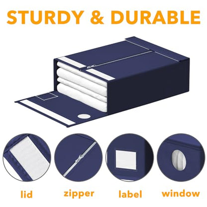 6 Pack Bed Sheet Organizers and Storage (6 Pack / Navy Blue)