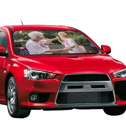 Custom Car Windshield Sun Shade Cover Personalized Car Sun Shade Windshield Front Window Sun Visor UV Ray Protector Sunshade with Photo Text for Sedans SUV Trucks Customized Car Sunshade (custom-2)
