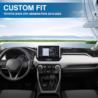Custom Fit Dash Cover Compatible with Toyota RAV4 2019 (RAV4 19-25 without HUD(black))