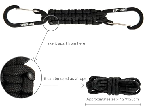 Carabiner Keychain Hook with Paracord Strap (1 Orange 1 Blue)