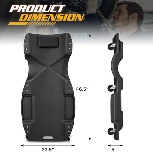 Mechanic Creeper with Padded Headrest and Dual Tool Tray (Black / 46.5")