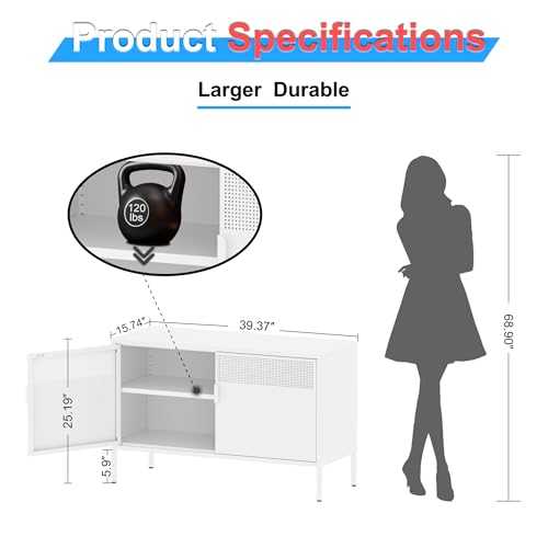 2 Door Storage Sideboard (White / 25''H)