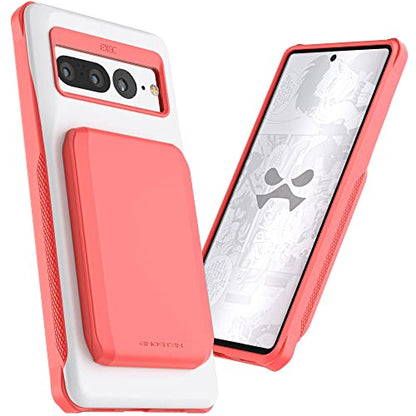 EXEC Google Pixel 7 Pro Wallet Case with Detachable Magnetic Credit Card Holder Heavy Duty Drop Protection Supports Wireless Charging Phone Cover Designed for 2022 Pixel 7 Pro (Pixel 7 Pro / Pink)
