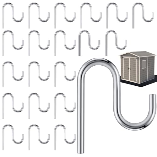 20 Pcs 2'' Long Shed Hooks Shed Accessories Without Drilling Hole for Hanging Heavy Duty Individual Utility Hooks Universal Wall Mounted J Utility Hangers for Tools Shovels Rakes (Silver)