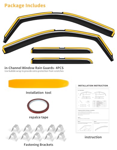 Window Visors Rain Guard for Chevy Silverado (Fit for 2014-2019 Silverado/GMC Sierra Double Cab)
