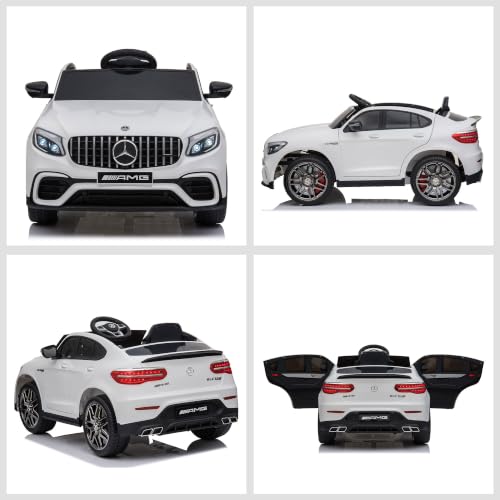 12V Toddler Ride On Car Mercedes Benz AMG GLC63S Coupe 2 Speed White (White)