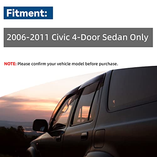 4pcs JDM Window Visors Rain Guards for 2006 (for 2006-2011 Honda Civic 4-Door)