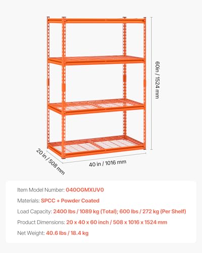 Storage Shelves (Orange / 20" D x 40" W x 60" H)