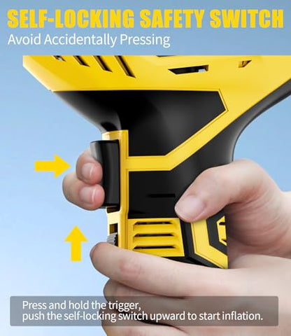 20V Rechargeable Cordless Tire Inflator Portable Air Compressor (Yellow)