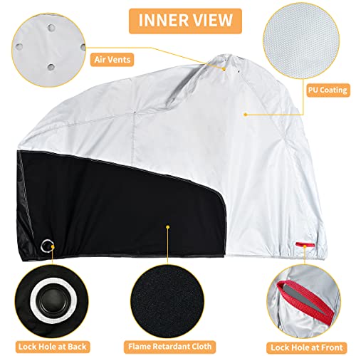 Motorcycle Cover Waterproof (Silver-Black / XL 93"x36"x49")