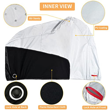Motorcycle Cover Waterproof (Silver-Black / XL 93"x36"x49")