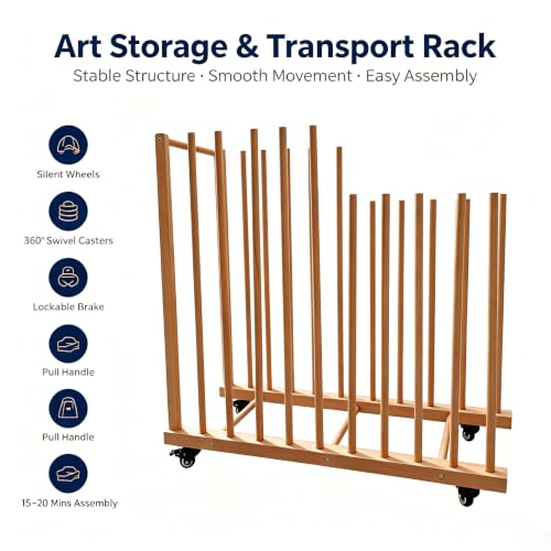 Large Art Storage Rack with Wheels
