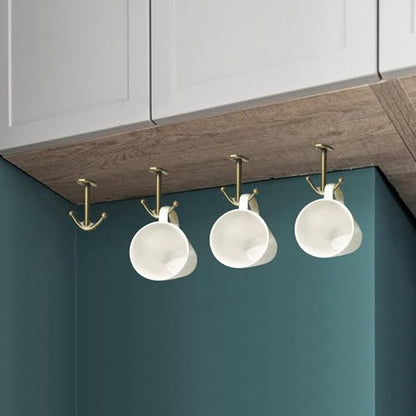 Ball Two Prong Ceiling Hook for Closet Top Bathroom Kitchen Cabinet Garage Pack of 8 (Bronze)