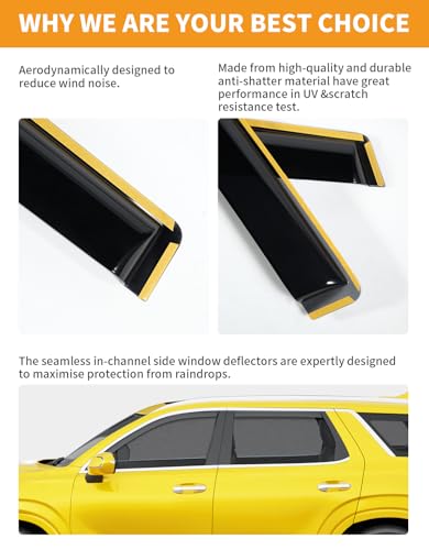in Channel Window Visors Rain Guards for Hyundai Palisade 2020 (Fit for 2020-2025 Hyundai Palisade)