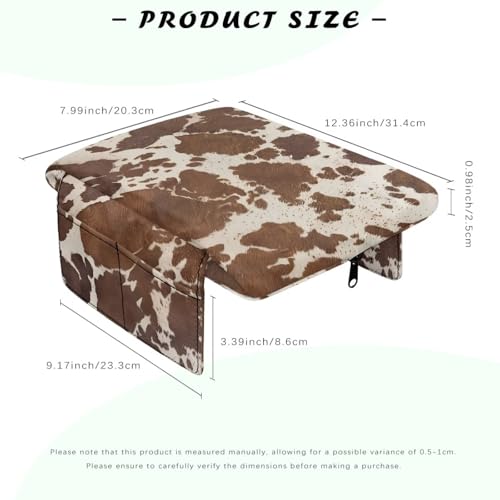 Brown Beige Cow Print Car Center Console Pad Comfortable Armrest Box Protector Soft Hand Rest Pillow for Car Seat Organizer Arm Rest Cushion Protective Cover Automobile Decor (Brown Beige Cow Print)