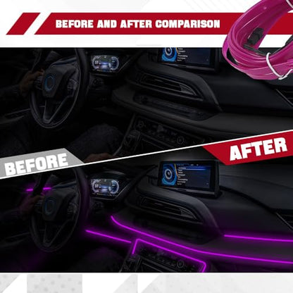 EL Wire Interior Car LED Strip Lights (Purple / USB)