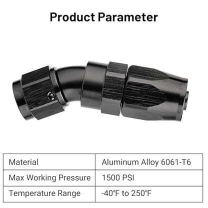 6AN 30 Degree One Piece Full Flow Hose End Fitting Swivel for CPE Braided Hose (6AN / 30 Degree)