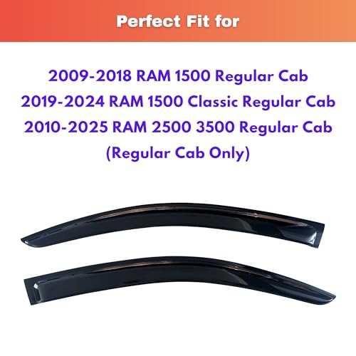 Rain Guards Fit for 2009 (2009-2018 RAM 1500 Regular Cab)