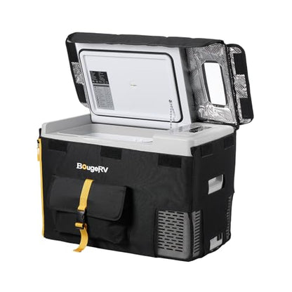 12 Volt Refrigerator With Cover 12V Car Fridge 30 Quart Portable Freezer Compressor Cooler Compressor Freezer (30 Quart with Cover / Grey)