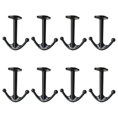 Ball Two Prong Ceiling Hook for Closet Top Bathroom Kitchen Cabinet Garage Pack of 8 (Black)