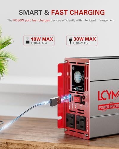 1500 Watt Pure Sine Wave Power Inverter DC 12V to AC 110 (1500W - 12V / Red)