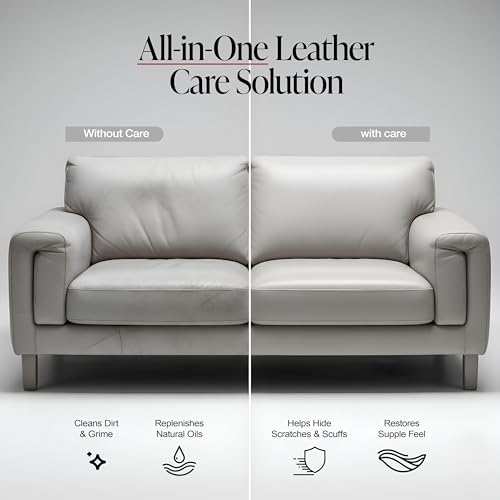 3-in-1 Leather Cleaner & Conditioner (22 oz) - Restores Natural Oils, Removes Stains and Hides Scuffs (22 Fl Oz (Pack of 1))