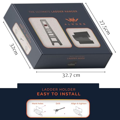 Ladder Hanger Set of 2 for Garage Wall (Black / Pack of 2 Hooks)