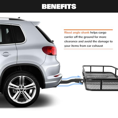 Folding Hitch Mount Cargo Carrier Basket 60" X 20" X 6"+ Waterproof Cargo Bag (60" x 20" x 6")