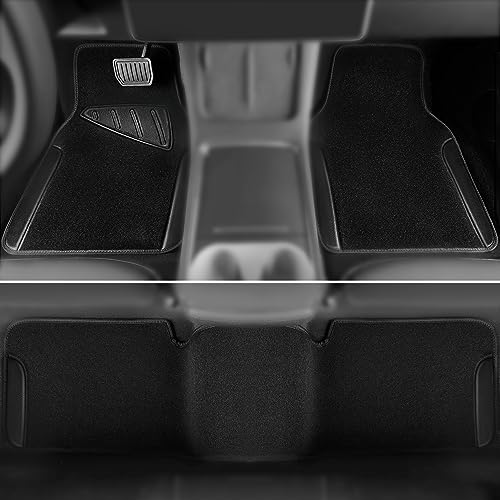 Waterproof Universal Faux Leather 3Pcs Car Floor Mats (Black Pure)