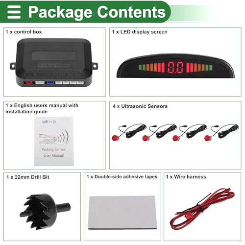 Universal Car Auto Vehicle Reverse Backup Radar System Reverse Parking Sensors Alarm Buzzer Reminder Distance Detection Red 4Parking Sensors (Red)