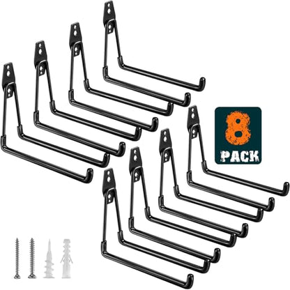 Garage Hooks Heavy Duty (7.7inch U Hook / Black 8Pack)