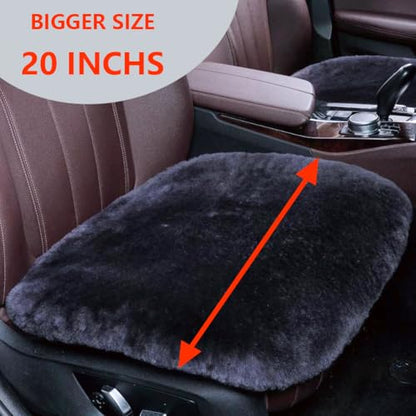 Genuine Sheepskin Car Seat Cover for Fuzzy Soft Fur Wool Cushion (Carbon Black)