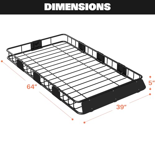 64" x 39" x 5" 200lb Heavy Duty Roof Rack Carrier Basket with Waterproof Bag (64" x 39" x 5")