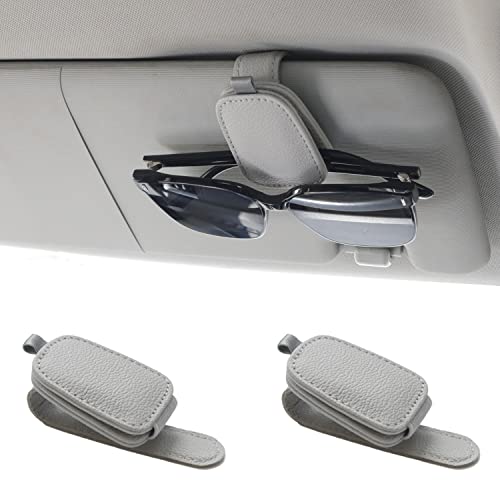 Magnetic Leather Sunglasses Holder for Car (Silver Grey)